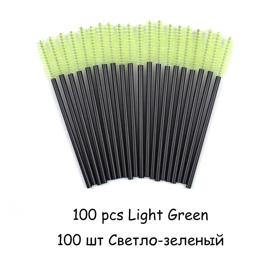 100pcs Green 100 шт. щетка для ресниц, тушь для ресниц, палочки для ресниц, наращивание ресниц, аппликатор для бровей, косметическая Кисть для макияжа, наращивание ресниц - Цвет: 100pcs Green