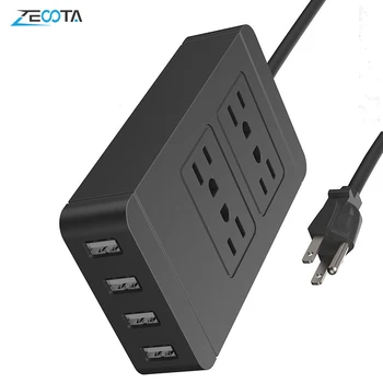 

Multiple Power Strip Surge Protector Outlet 4 AC US Electric Plug Socket with USB Extension Cord Travel Adaptor for Home Office