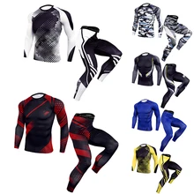 Новинка, мужская спортивная одежда, зимние комплекты термобелья для мужчин, быстросохнущее растягивающееся термо нижнее белье, спортивный костюм для мужчин, для бега, homme