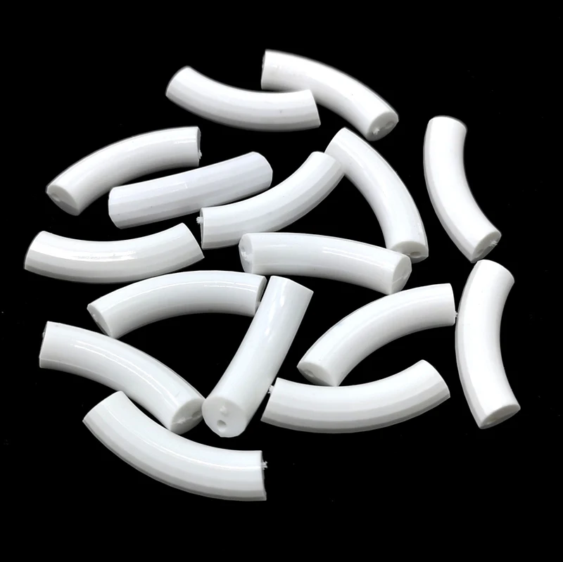 Gold Color Silver Bent Pipe Beads for Jewelry Making, 8x33mm, Pack of 10
