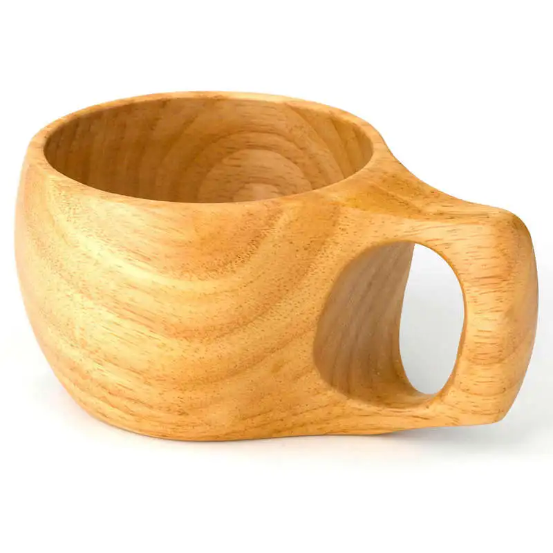 Wood Mug, Tea Cup, Novelty Coffee Mugs- Rubberwood