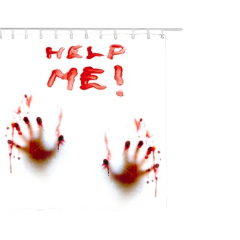 

Halloween Shower Curtain Liner Window Curtains Horror Bloody Hands Bathroom Shower Curtains for Halloween Decoration with Help T