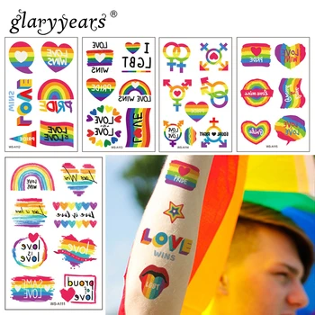 

glaryyears 1 Sheet Temporary Tattoo Sticker Rainbow Pattern Flash Waterproof Pride Day Fashion Small Body Art Men Women Child