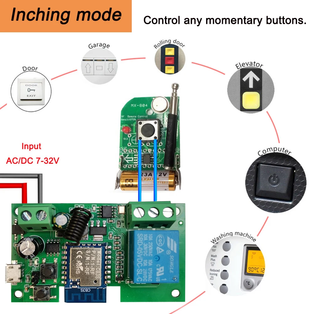 12v Wifi Relay Tuya smart Life App Switch Module Remote-timer Diy Interruptor Self-locking Work With Google Home 2 Way Control