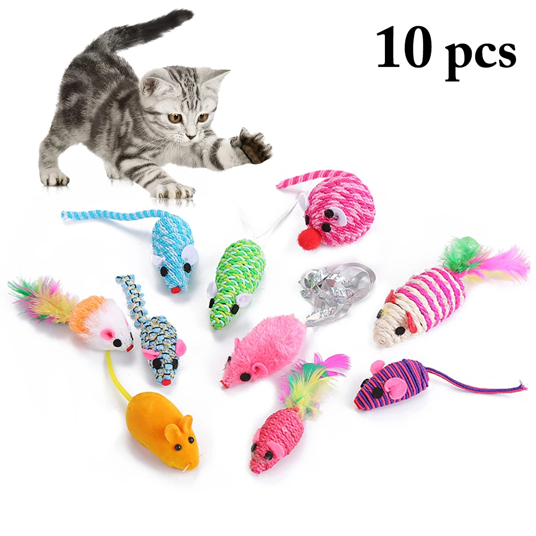 10 шт. маленькая игрушечная Мышка для кошки, реалистичные звуковые игрушки для домашних животных, мыши для кошек, игрушки Gatos, товары для