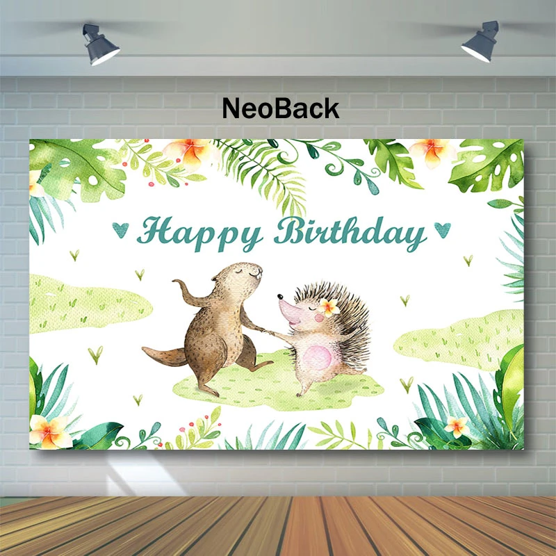 Arriere Plan De Photographie De Fete D Anniversaire Mignon Herisson Cochon D Inde Feuilles Vertes Aliexpress