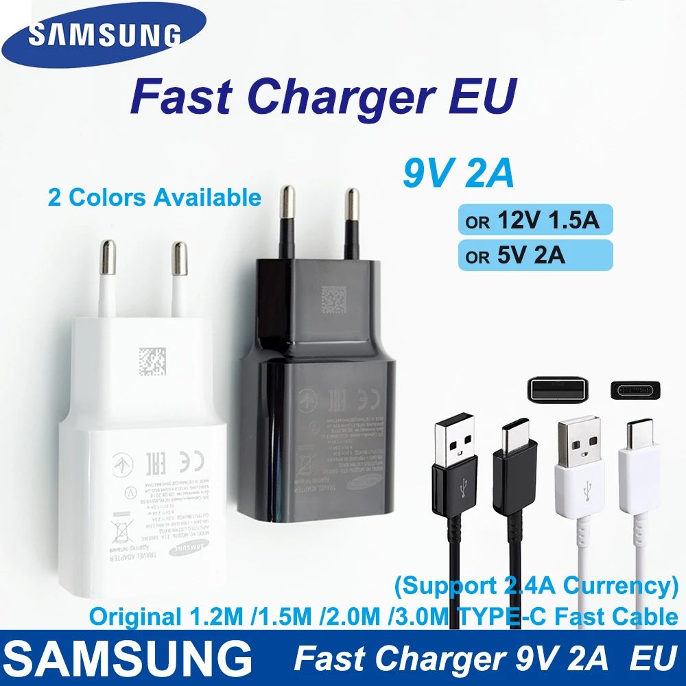 For Original Samsung 9v2a Eu Charger Adaptive Fast Charger Plug Usb Quick  Adapter Type-c Cable For Galaxy S9 S8 Plus Note 9 8 A3 - Mobile Phone  Chargers - AliExpress