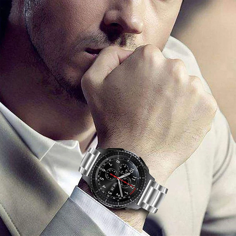 Ремешок для часов huawei gt для samsung galaxy watch band 46 мм active S3 Frontier/классический ремешок для часов металлический браслет+ пленка+ инструмент