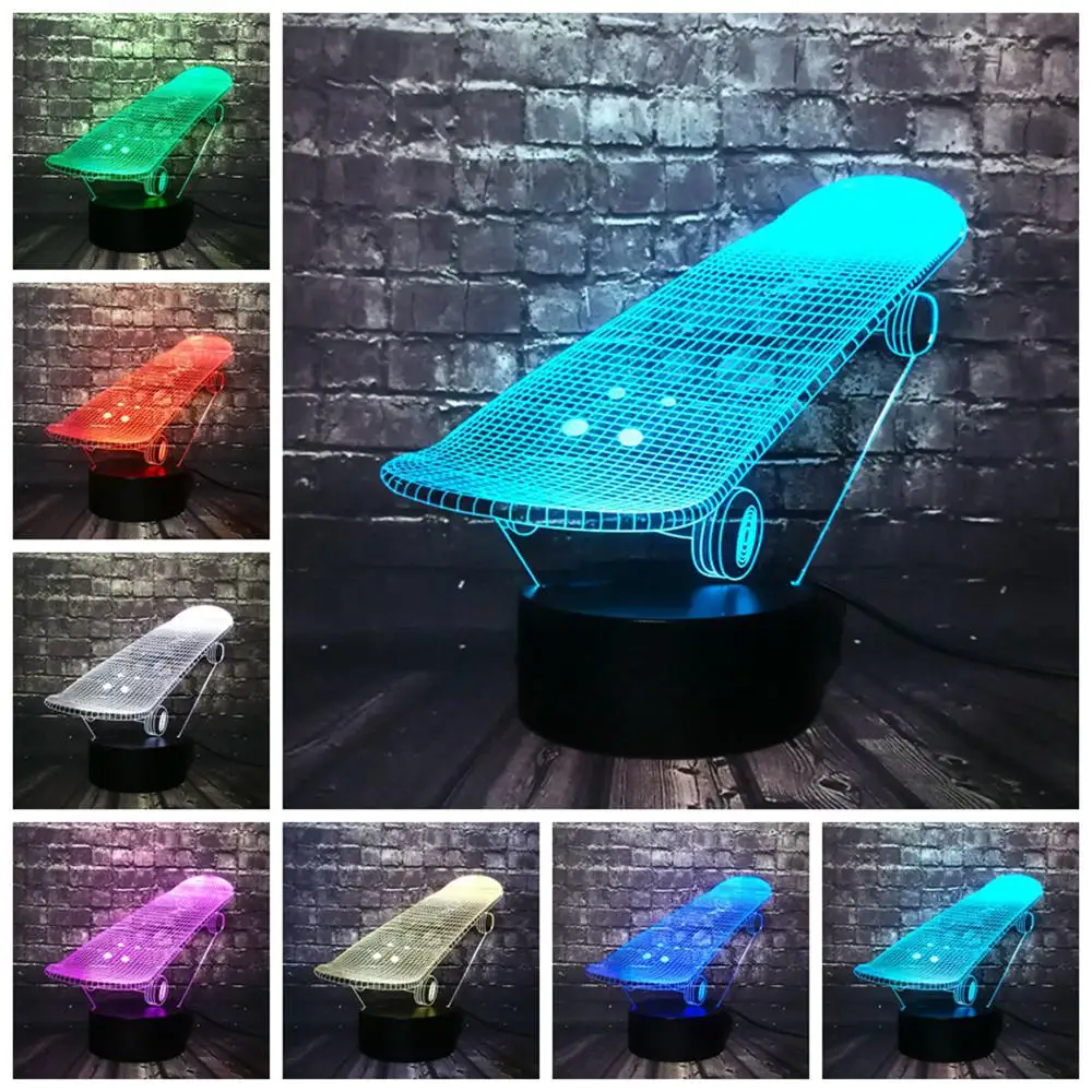 Новый спортивный скейтборд 3D LED USB лампа трехмерные инновационные Настольные