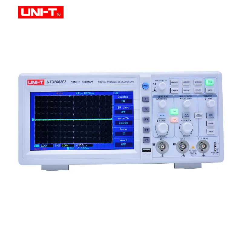 Цифровой запоминающий осциллограф 2 канала 25kpts Глубина памяти Настольный осциллограф UNI-T UTD2025CL/2052CL 7-дюймовая TFT ЖК-дисплей/WVGA