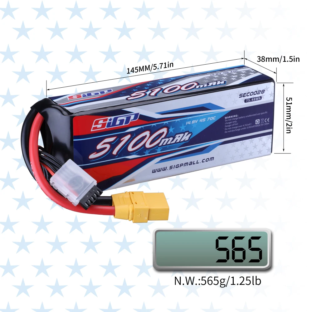 3S 4S 6S Lipo Battery 5100mAh for 20C 60C 70C with  XT60 XT90 Plug Connector RC Airplane Quadcopter Drone FPV Helicopter SIGP 3