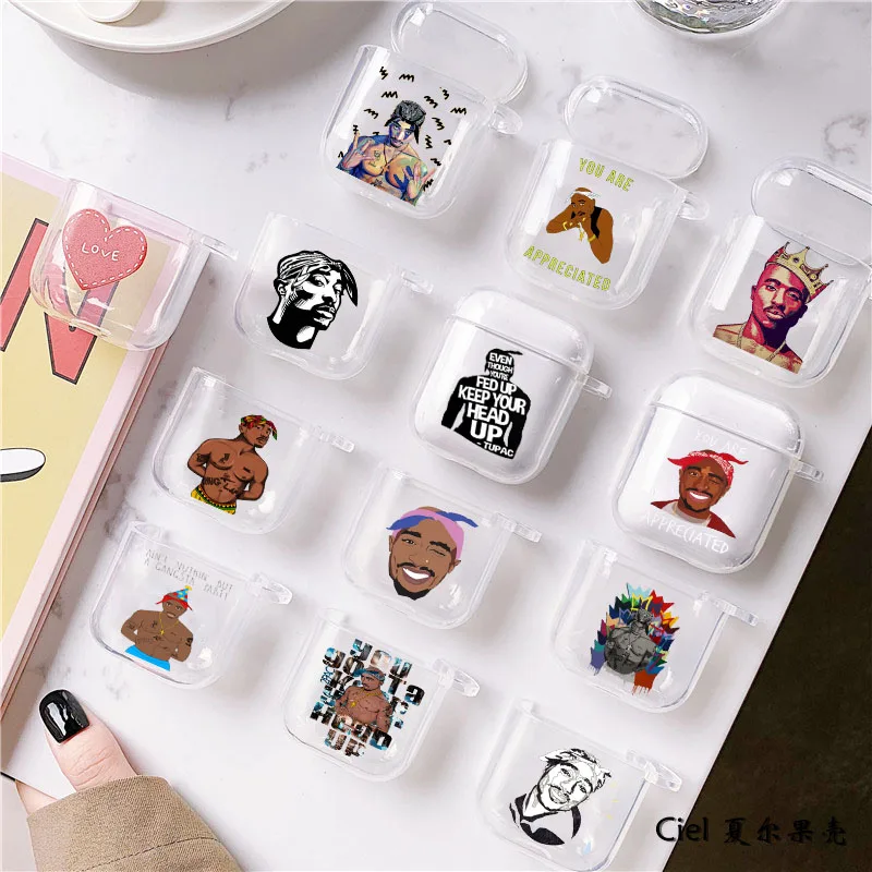 Чехол Rapper Tupac 2Pac Makaveli Air Pods чехол для Apple Airpods 2/1 мягкий прозрачный наушников Airpod Pod