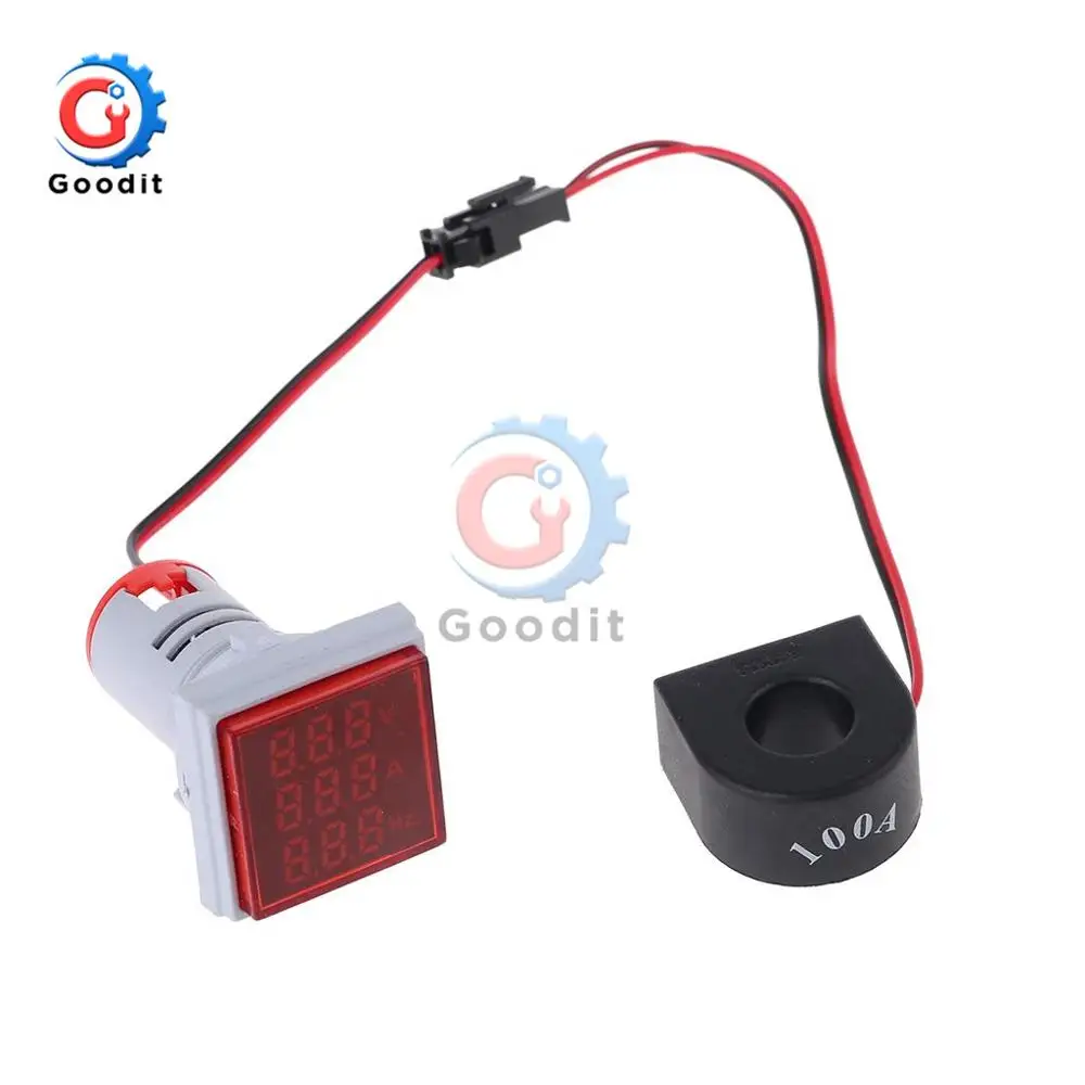 2in1 Multimeter Hohe Präzision LED Digital Volt Meter Panel, AC 100~300 V Dual Display Voltmeter Amperemeter 0-100A(Red-Blue