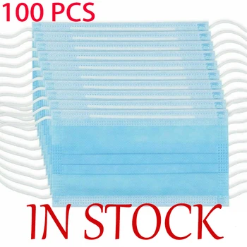 

Fast Delivery 3-layer Mask 100pcs Face Mouth Masks Non Woven Disposable Anti-Dust Meltblown Cloth Masks Earloops Masks