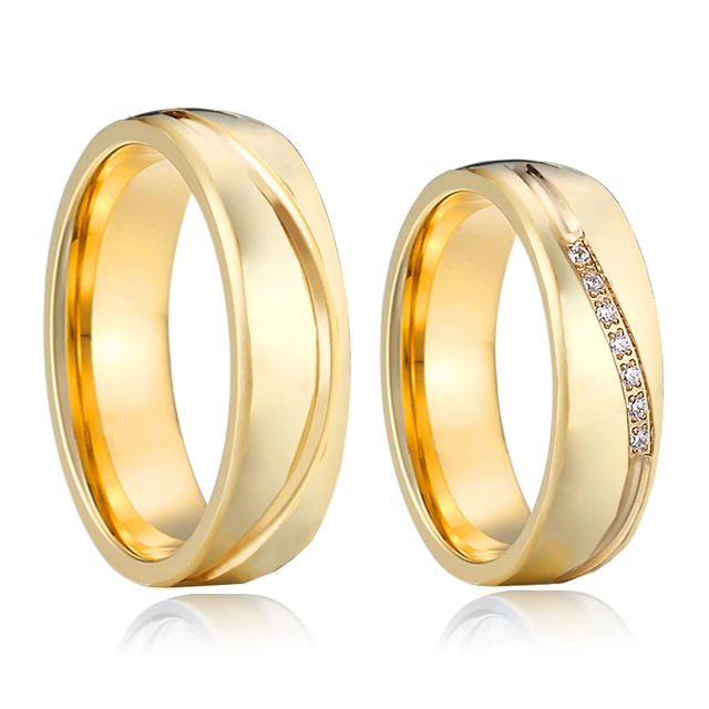 Stainless Steel His and Her Couple's Matching Wedding Band for Men or  Women, Gold Color - Walmart.com