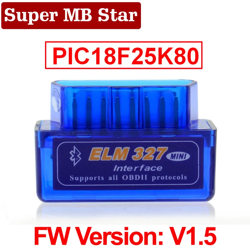 Super MINI ELM327 Bluetooth V1.5 ELM 327 версия 1 5 с чипом PIC18F25K80 OBD2 OBDII для Android Torque Автомобильный