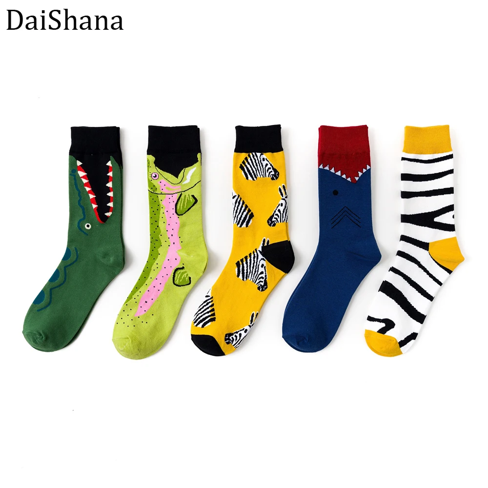 Трендовые уличные новые носки, носки с геометрическим рисунком, уличные модные мужские носки с рисунками животных, лидер продаж, 1 пара