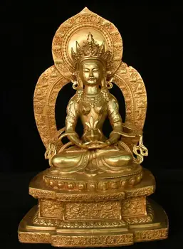 

Old Tibet Bronze Gilt Amitayus longevity God Goddess Boddhisattva Buddha Statue
