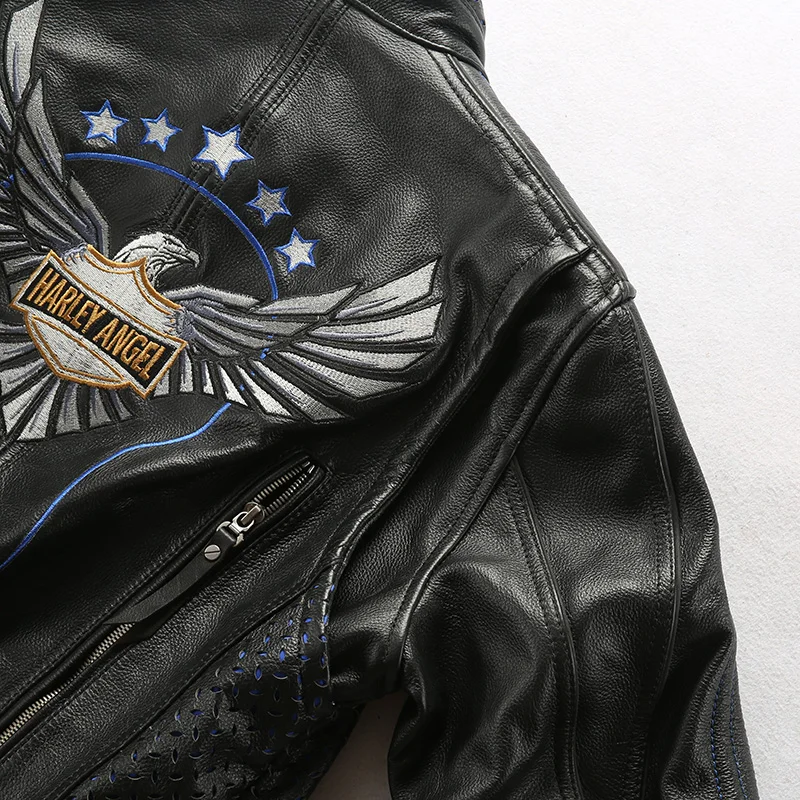 Discount 98213 Read Description ! asian size super quality men's genuine cow leather coat cowhide leather rider jacket