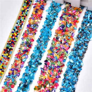 

1yards/lot 2cm 3.5cm wide colorful hotfix rhinestone trim banding strass crystal chain stone bridal beaded applique for Headband
