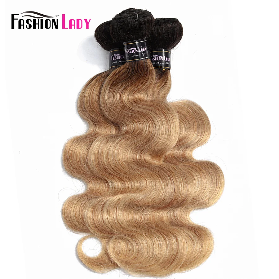 Ombre Human Hair Weave Bundles Honey Blonde T1b 27 Body Wave Bundles Brazilian Human Hair 1 Piece Non-remy Extension
