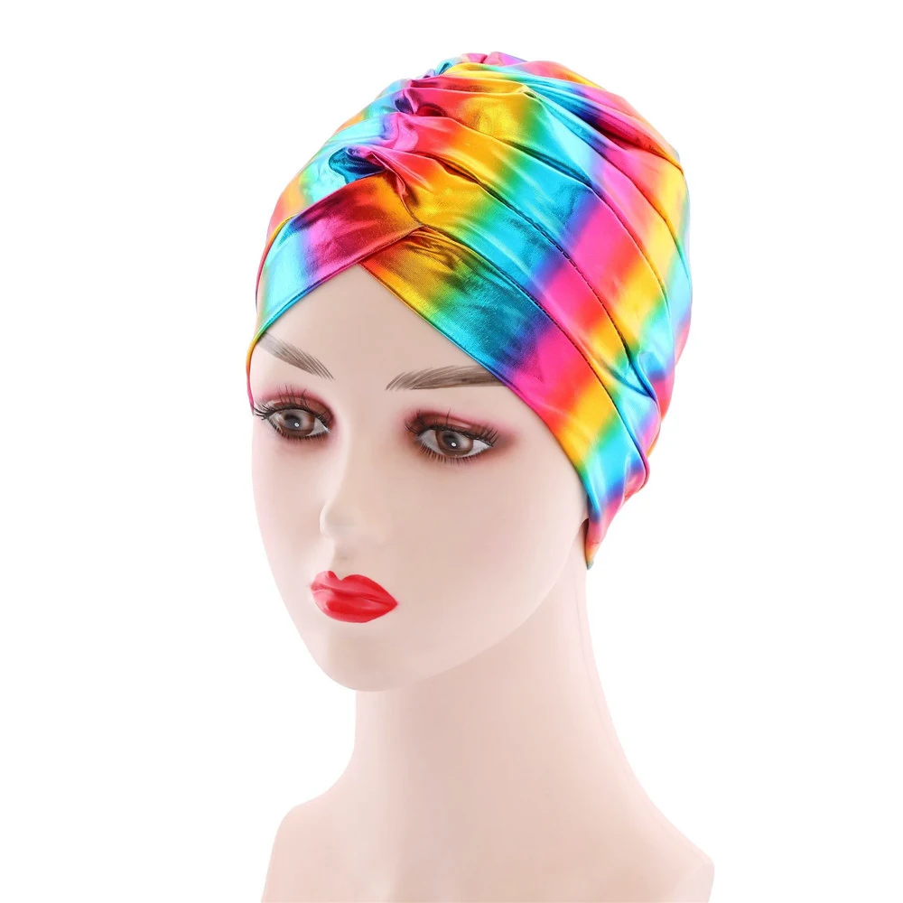 New African Auto Gele Headtie Nigeriano Aso Oke Gele Donne Musulmano Hijab Turbante Pieghettato Cappello Indiano Cofano Chemio Cap Turbante Mujer