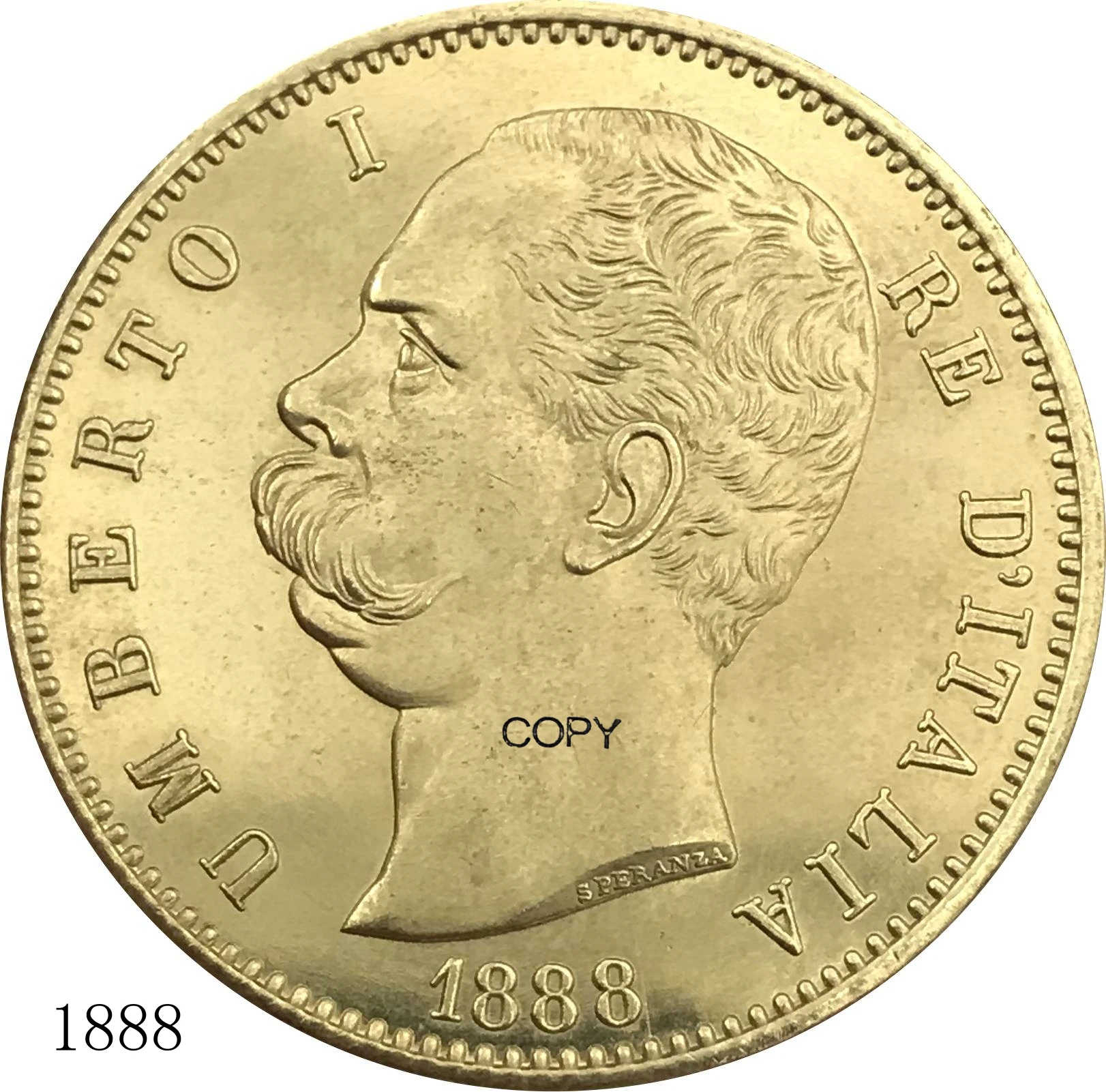 Italia 1888 R 100 Lisses-Mutandine I Metallo Ottone Moneta D'Oro Souvenir Replica Oggetti Da Collezione Dalla Cina Monete