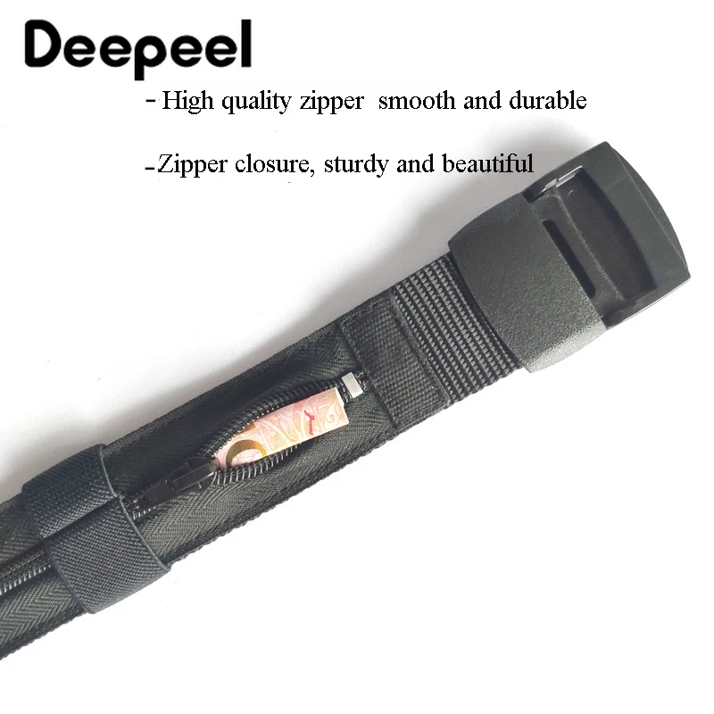 Deepeel, 1 шт., 3,8 см* 120 см, на открытом воздухе, безопасность для путешествий, холст, гладкая пряжка, ремень, молния, кошелек, Противоугонный, тактический ремень, можно положить деньги