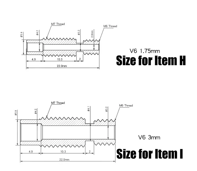 Горло 3d принтер extuder горло v6 горло с тефлоновой трубкой 22 мм 26 мм 26,5 мм 30 мм 30,5 мм 40 мм для 1,75 мм 3 мм части 3d принтера