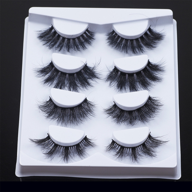 4Pair 3D Mink Eyelashes Fluffy Dramatic Eyelashes Makeup Wispy Mink Lashes Natural Long False Eyelashes Thick Fake Lashes