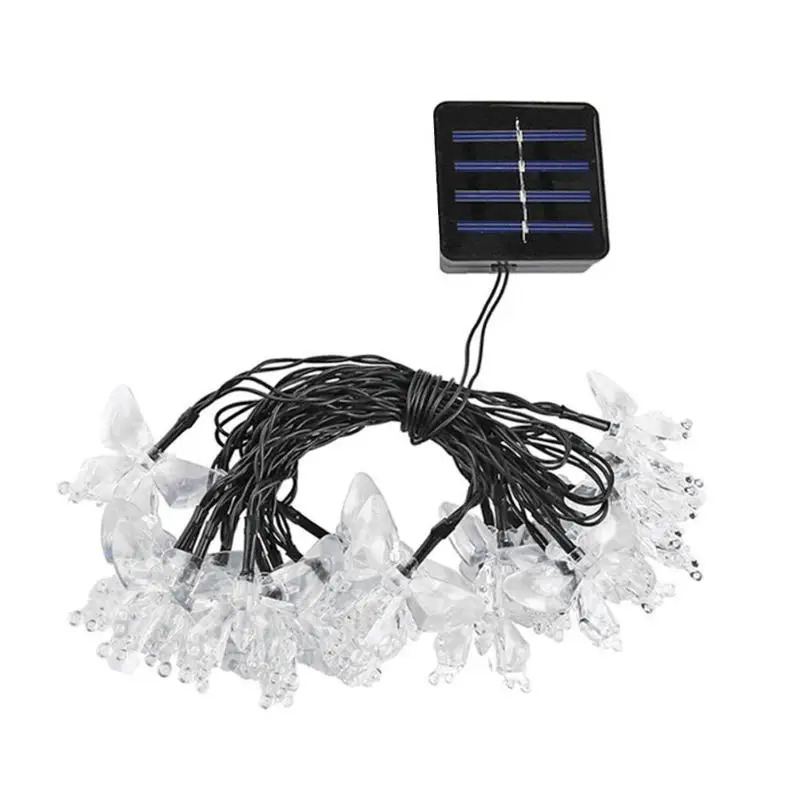 20LED Солнечная красочная гирлянда бабочки, энергосберегающая и защита окружающей среды, Сказочная декоративная лампа для свадьбы