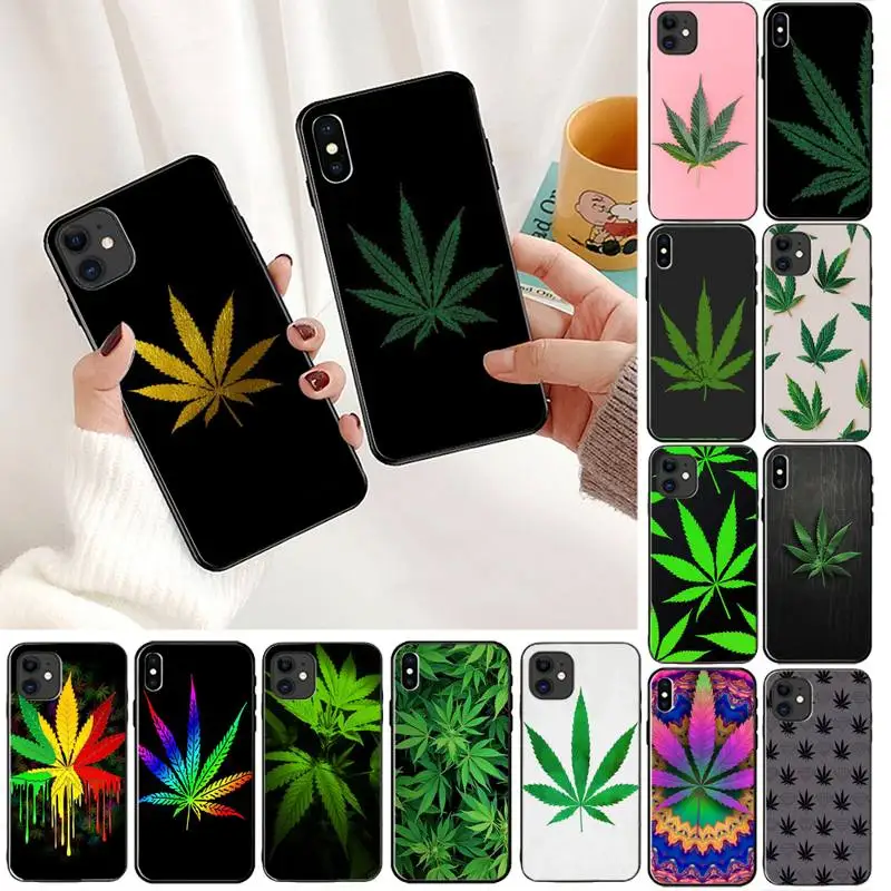 YNDFCNB Роскошный чехол для телефона с листьями растений конопли iPhone 11 8 7 6 6S Plus X XS MAX 5