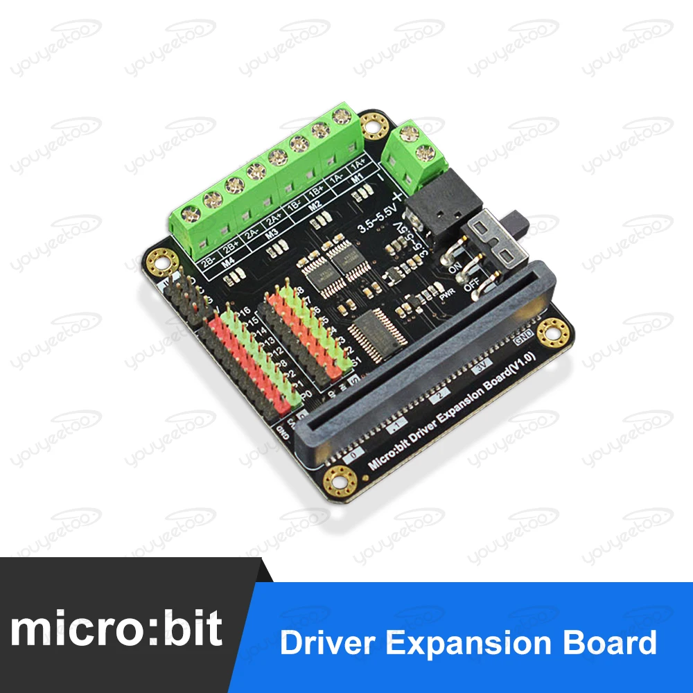 DFRobot Micro:bit Microbit Driver driving controller/Expansion Board with 4-way Motor drives + 8-way servo interfaces for kids afbeelding