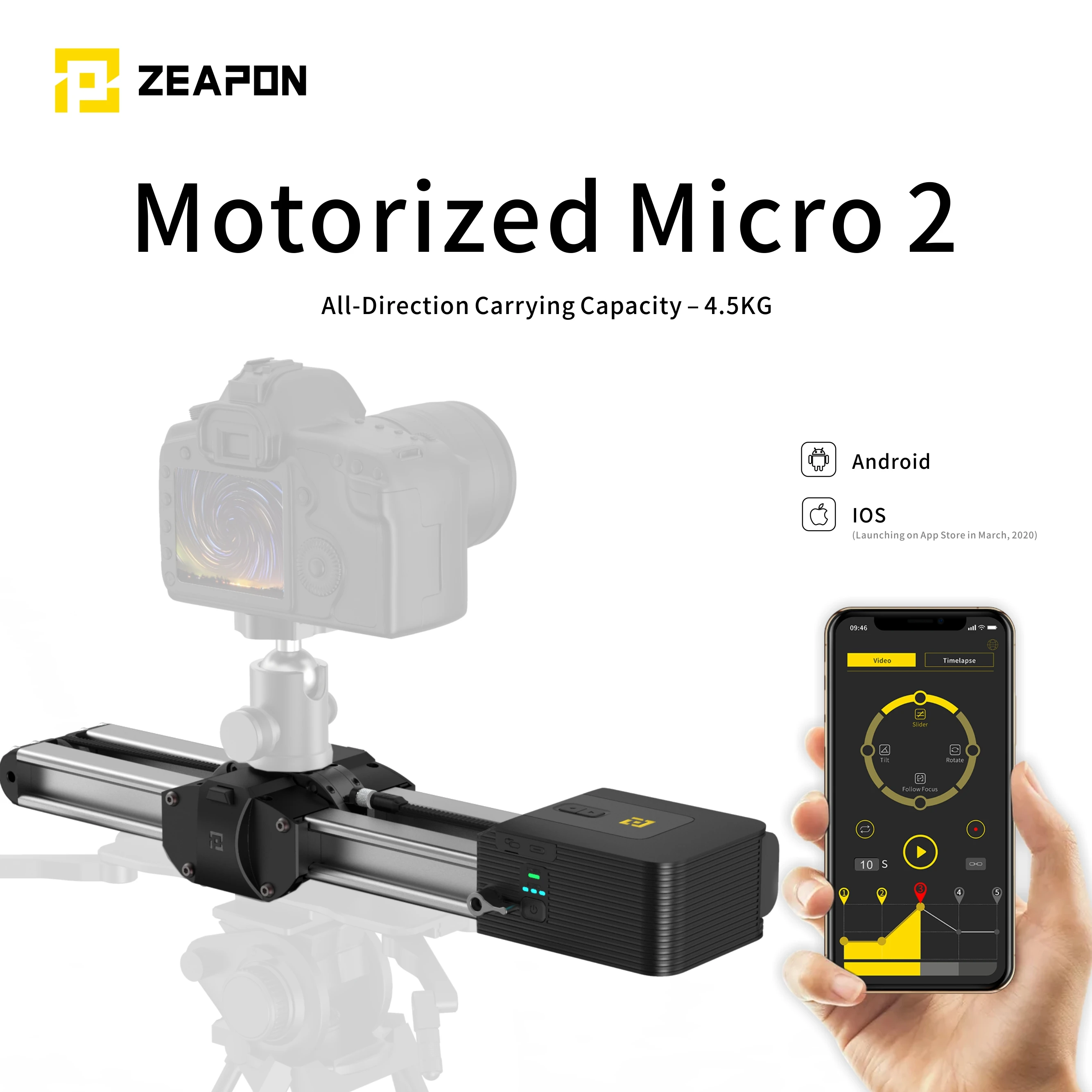 

In stock Zeapon Motorized Micro 2 Camera Rail Slider Aluminum Alloy Double Distance Track Slider for DSLR and Mirrorless Camera