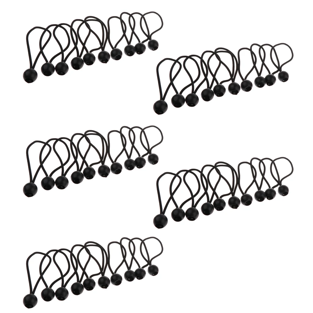 50pcs 162mm 5mm Heavy Duty Ball Bungee Cords Elastic Tie Ropes for Securing Canopy Tent Tarp