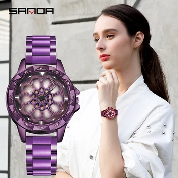 

SANDA Rotate Dial Watch Women Top Luxury Crystal Ladies Watches 30M Waterproof Japenese Movement Dress Clock relogio feminino
