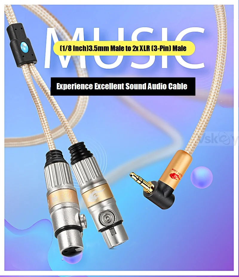 XLR-Jack 3.5 cable for microphone, 2.5 m, with mini jack 3.5mm angle  adapter and phone connection adapter - AliExpress