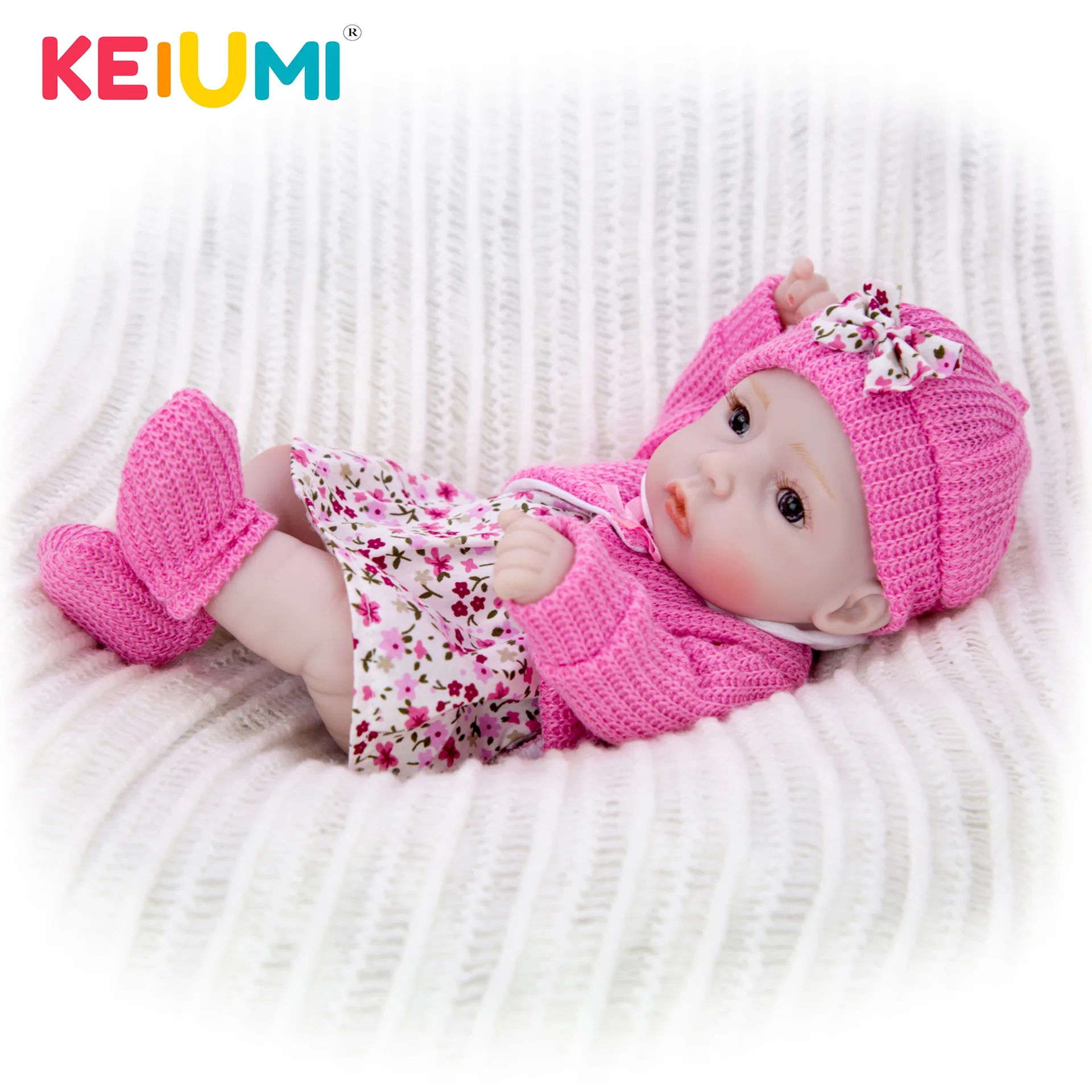  Keiumi Hot Selling 11-Inch Reborn Baby Doll Full Rubber Mini Model Infant Children Early Education 