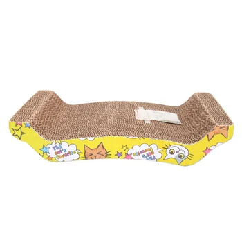 

Newest Cute U Shape Corrugated Paper Pet Cat Toy Cat Claw-grinding Plate with Catnip Leopard Print Pattern