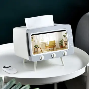 

Creative TV Tissue Box Napkin Box With Mobile Phone Holder Desktop Storage Box Napkin Organizer Mobile Phone Player Rack^*^