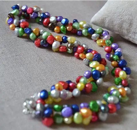 

New Arrival Favorite Pearl Necklace Multicolor Baroque Real Freshwater Pearl Handmade Fashion Jewelry Nice Women Gift