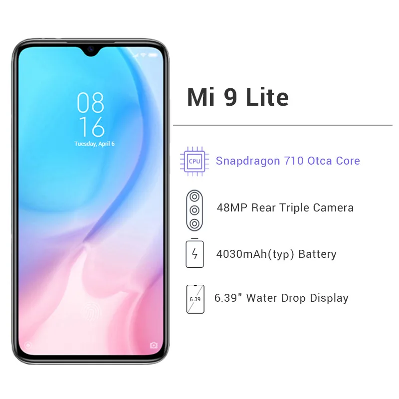 Глобальная версия Xiaomi Mi 9 Lite 6GB 128GB Смартфон Snapdragon 710 48MP Тройная камера 32MP фронтальная камера 6,3" экран