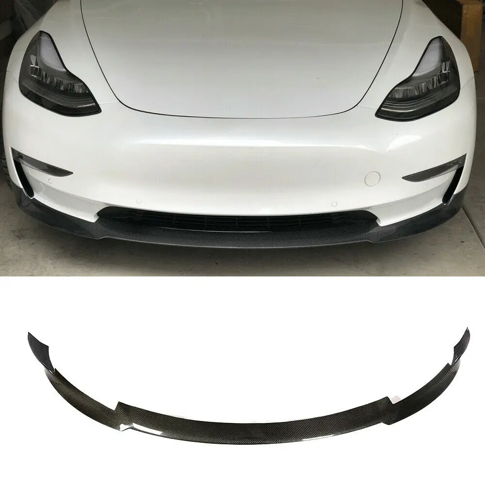 Для Tesla модель 3- гоночный автомобиль переднего бампера для губ подбородка Bodykits Carbon Fiber Car accessories модификация автомобиля