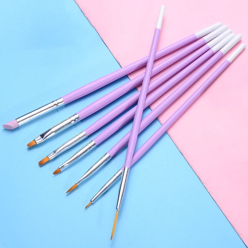 7pcs DIY Manicure Kit Nail Brush Set Painting Liner Drawing Carving  Pen Nails Cuticle Remove Tools