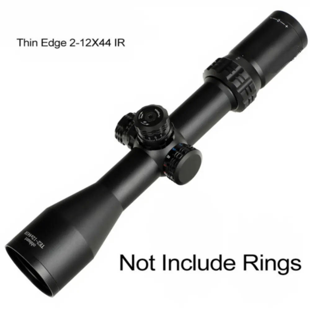Not Include Rings Тонкий край 2-12X44 ИК прицелы для охоты Mil Dot стекло травление сетка RGB Освещение турели замок сброс съемки область - Цвет: Not Include Rings