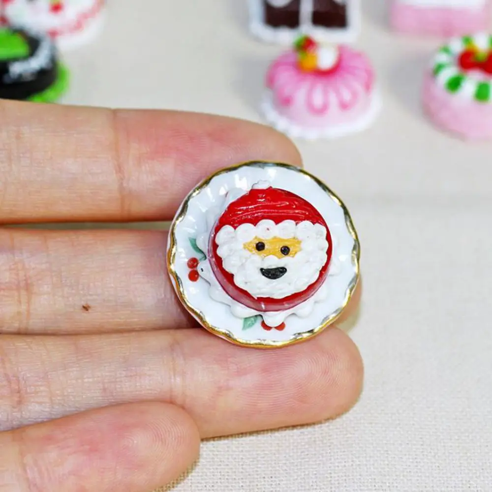 Miniature Dollhouse Food 1:12 Halloween or Christmas Fruit Chocolate Cake + Saucer for Blyth Barbies BJD Doll Accessories 6