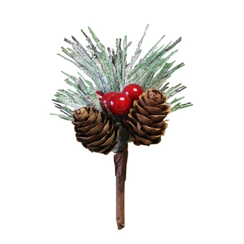 

Mini Christmas Sticky Snow Pine Needle Tree DIY Artificial Flower Plant Branch for Wedding Christmas Day Decoration