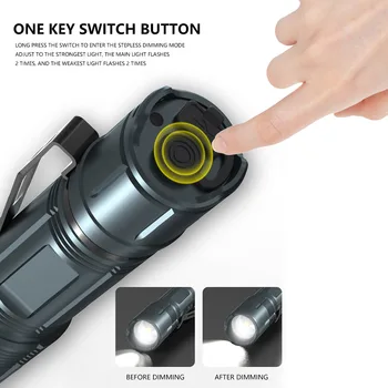

Portable LED Flashlight T6 COB Light Rechargeable Flashlight Built-in Battery Zoom Flashlight 3 Mode Waterproof Emergency Torch