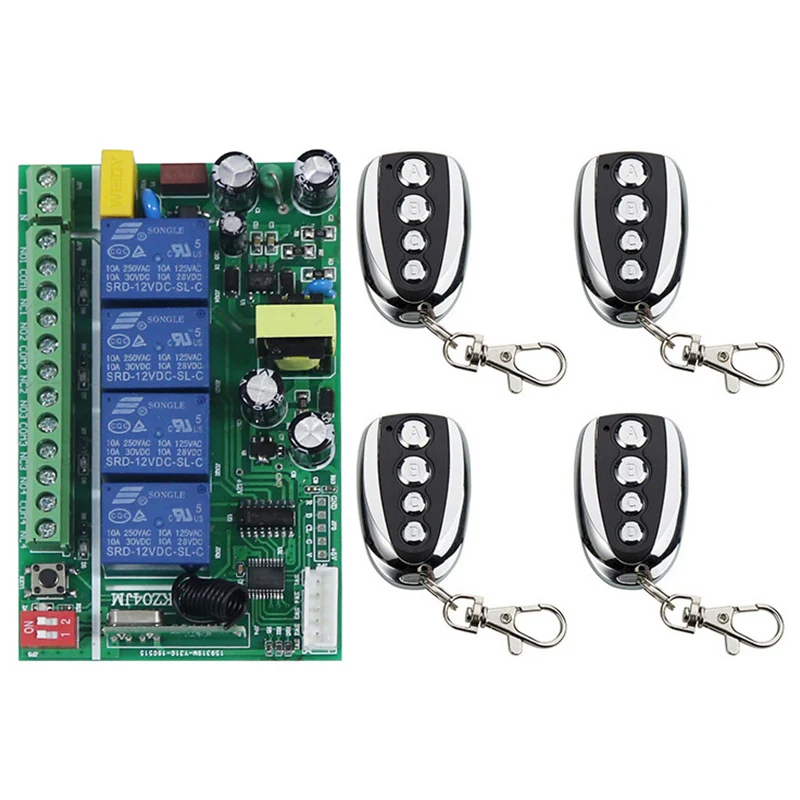 

AC85V-256V 4CH 4 CH Wireless Remote Control LED Light Bulb Switch Relay Output Radio Receiver Module and Transmitter