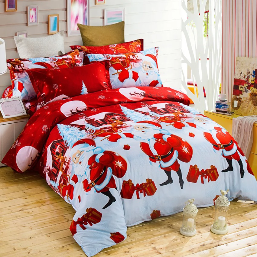 

Christmas Home Textile Cotton Bed Clothes Cotton Bedding Set 3D Printed Cartoon Duvet Quilt Cover Bed Sheet Pillowcase